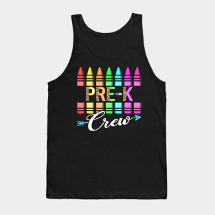 Team Pre K Crew Back To School Crayons Kids Teacher Tank Top